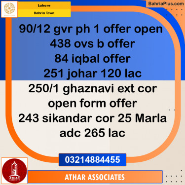Residential Plot for Sale in Bahria Town, Lahore - (BP-225133)