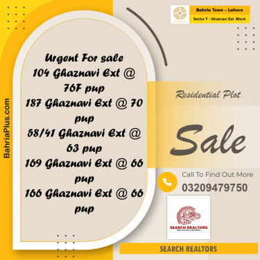 5 Marla Residential Plot for Sale in Sector F - Ghaznavi Ext. Block -  Bahria Town, Lahore - (BP-225161)