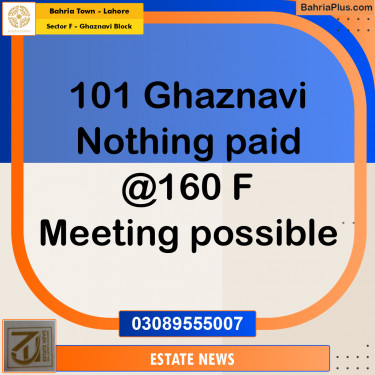 Residential Plot for Sale in Sector F - Ghaznavi Block -  Bahria Town, Lahore - (BP-225204)