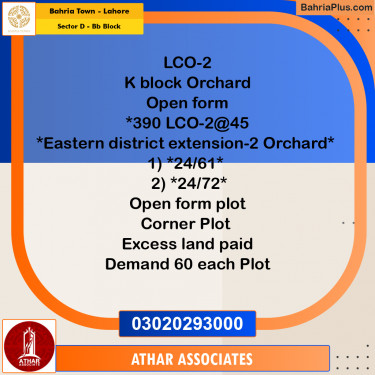 5 Marla Residential Plot for Sale in Sector D - BB Block -  Bahria Town, Lahore - (BP-225226)