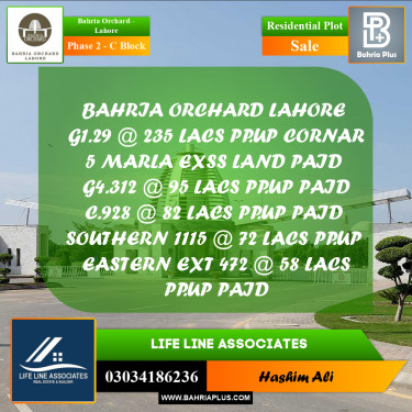 8 Marla Residential Plot for Sale in Phase 2 - C Block -  Bahria Orchard, Lahore - (BP-225252)