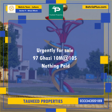10 Marla Residential Plot for Sale in Sector F - Ghazi Block -  Bahria Town, Lahore - (BP-225282)