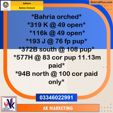 10 Marla Residential Plot for Sale in Bahria Orchard, Lahore - (BP-225338)