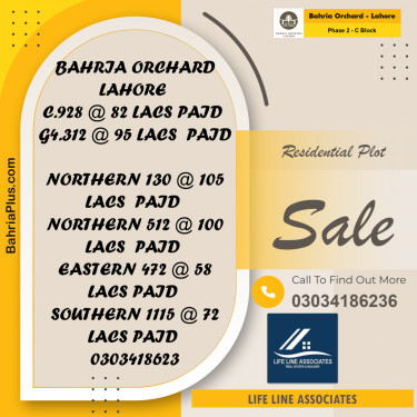 8 Marla Residential Plot for Sale in Phase 2 - C Block -  Bahria Orchard, Lahore - (BP-225375)