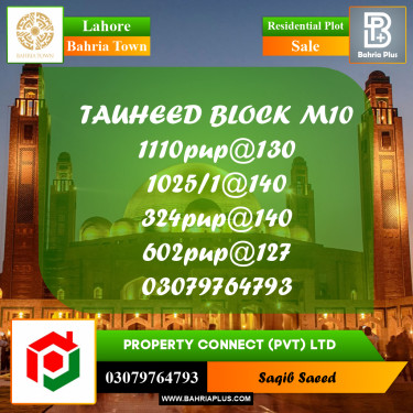 Residential Plot for Sale in Bahria Town, Lahore - (BP-225439)