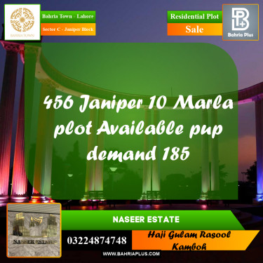 10 Marla Residential Plot for Sale in Sector C - Janiper Block -  Bahria Town, Lahore - (BP-225479)
