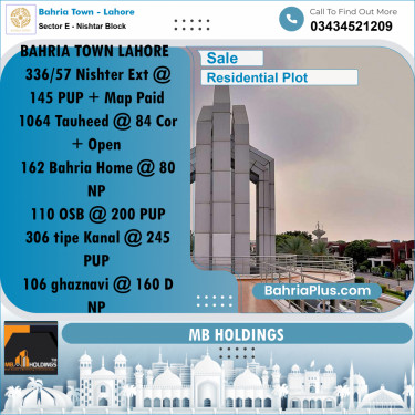 10 Marla Residential Plot for Sale in Sector E - Nishtar Block -  Bahria Town, Lahore - (BP-225565)