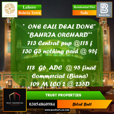 Residential Plot for Sale in Bahria Town, Lahore - (BP-225593)