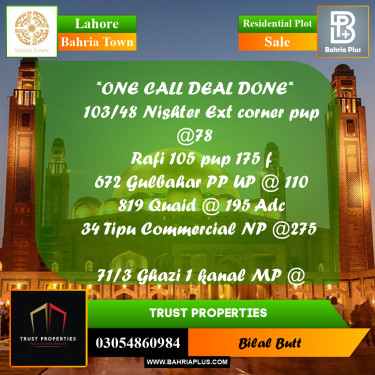 Residential Plot for Sale in Bahria Town, Lahore - (BP-225594)