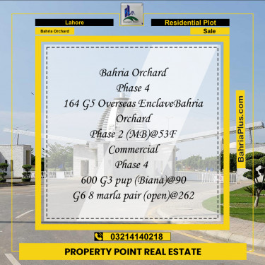 Residential Plot for Sale in Bahria Orchard, Lahore - (BP-225649)