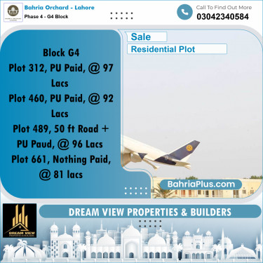 10 Marla Residential Plot for Sale in Phase 4 - G4 Block -  Bahria Orchard, Lahore - (BP-225676)