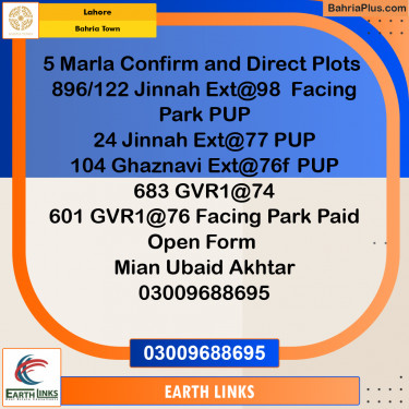 Residential Plot for Sale in Bahria Town, Lahore - (BP-225711)