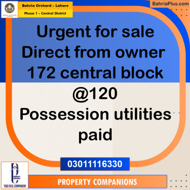 10 Marla Residential Plot for Sale in Phase 1 - Central District -  Bahria Orchard, Lahore - (BP-225839)