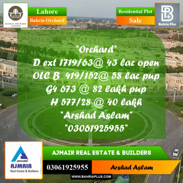 Residential Plot for Sale in Bahria Orchard, Lahore - (BP-225879)