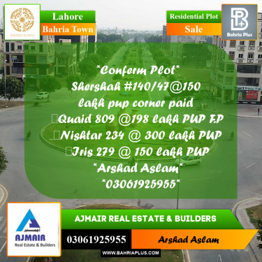 Residential Plot for Sale in Bahria Town, Lahore - (BP-225880)
