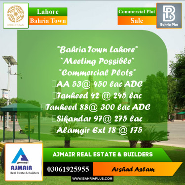 Commercial Plot for Sale in Bahria Town, Lahore - (BP-225882)