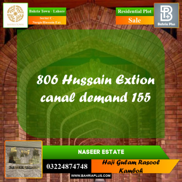 20 Marla Residential Plot for Sale in Sector C - Nargis/Hussain Ext. -  Bahria Town, Lahore - (BP-225897)
