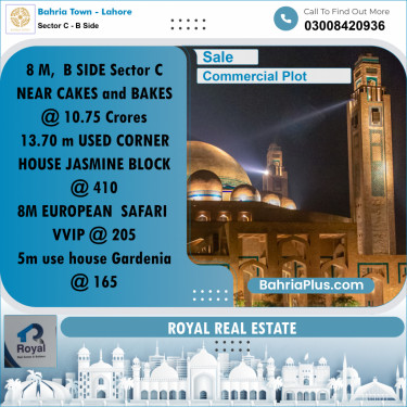 8 Marla Commercial Plot for Sale in Sector C - B Side -  Bahria Town, Lahore - (BP-225927)