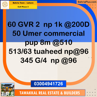 1 Kanal Residential Plot for Sale in Golf Phase 2 -  Bahria Town, Lahore - (BP-225928)