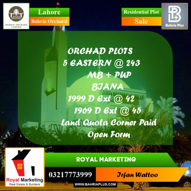 Residential Plot for Sale in Bahria Orchard, Lahore - (BP-225978)