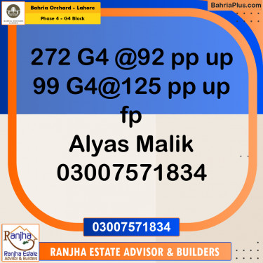10 Marla Residential Plot for Sale in Phase 4 - G4 Block -  Bahria Orchard, Lahore - (BP-225984)