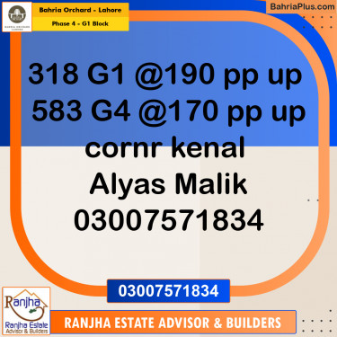 1 Kanal Residential Plot for Sale in Phase 4 - G1 Block -  Bahria Orchard, Lahore - (BP-225993)