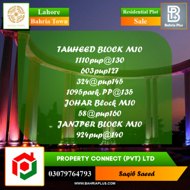 Residential Plot for Sale in Bahria Town, Lahore - (BP-226001)