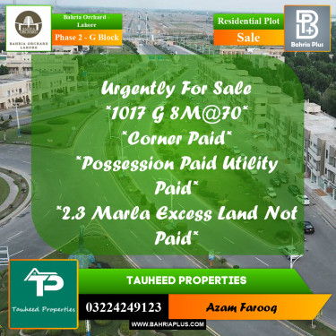 8 Marla Residential Plot for Sale in Phase 2 - G Block -  Bahria Orchard, Lahore - (BP-226046)