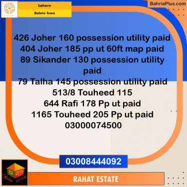 Residential Plot for Sale in Bahria Town, Lahore - (BP-226070)