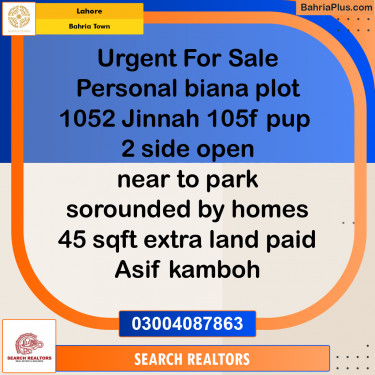 Residential Plot for Sale in Bahria Town, Lahore - (BP-226137)