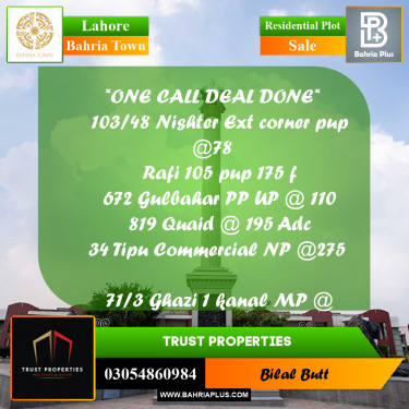 Residential Plot for Sale in Bahria Town, Lahore - (BP-226148)