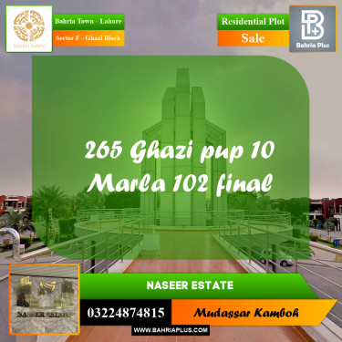 10 Marla Residential Plot for Sale in Sector F - Ghazi Block -  Bahria Town, Lahore - (BP-226225)