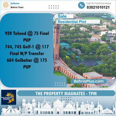 Residential Plot for Sale in Bahria Town, Lahore - (BP-226329)