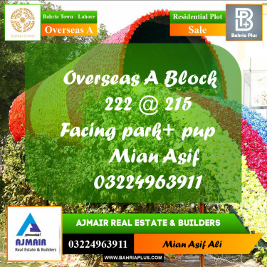 Residential Plot for Sale in Overseas A -  Bahria Town, Lahore - (BP-226347)