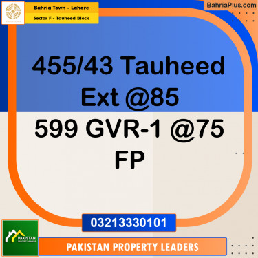 5 Marla Residential Plot for Sale in Sector F - Tauheed Block -  Bahria Town, Lahore - (BP-226355)
