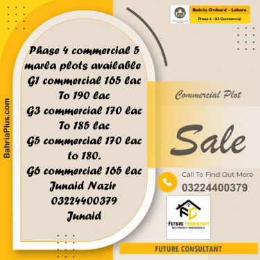 Commercial Plot for Sale in Phase 4 - G3 Commercial -  Bahria Orchard, Lahore - (BP-226373)