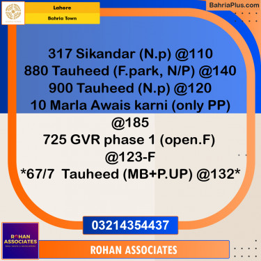 Residential Plot for Sale in Bahria Town, Lahore - (BP-226398)