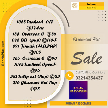 Residential Plot for Sale in Bahria Town, Lahore - (BP-226399)