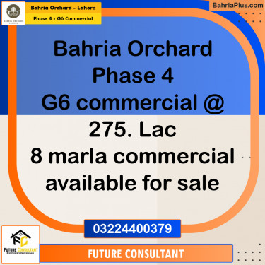 8 Marla Commercial Plot for Sale in Phase 4 - G6 Commercial -  Bahria Orchard, Lahore - (BP-226438)