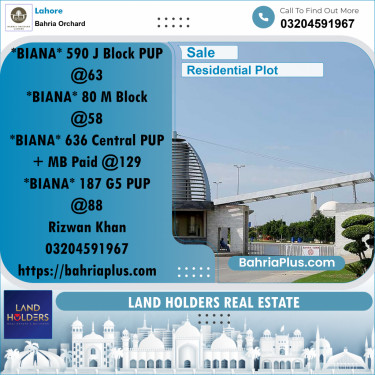 Residential Plot for Sale in Bahria Orchard, Lahore - (BP-226457)