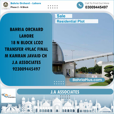 5 Marla Residential Plot for Sale in Phase 2 - N Block -  Bahria Orchard, Lahore - (BP-226479)
