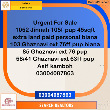Residential Plot for Sale in Bahria Town, Lahore - (BP-226521)