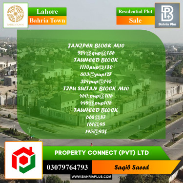 Residential Plot for Sale in Bahria Town, Lahore - (BP-226545)