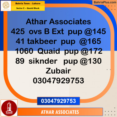 10 Marla Residential Plot for Sale in Sector E - Quaid Block -  Bahria Town, Lahore - (BP-226606)