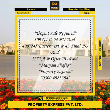 Residential Plot for Sale in Bahria Orchard, Lahore - (BP-226619)