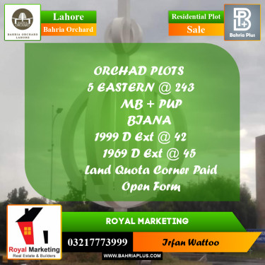 Residential Plot for Sale in Bahria Orchard, Lahore - (BP-226713)