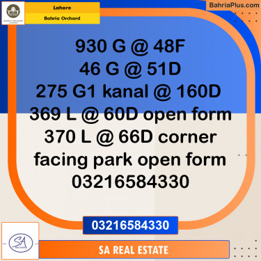 Residential Plot for Sale in Bahria Orchard, Lahore - (BP-226714)