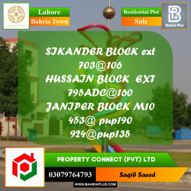Residential Plot for Sale in Bahria Town, Lahore - (BP-226763)