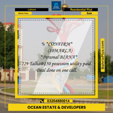 Residential Plot for Sale in Bahria Town, Lahore - (BP-226765)