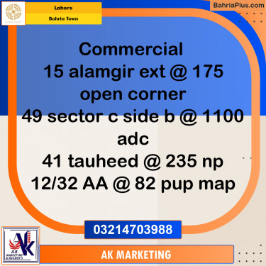 Commercial Plot for Sale in Bahria Town, Lahore - (BP-226768)